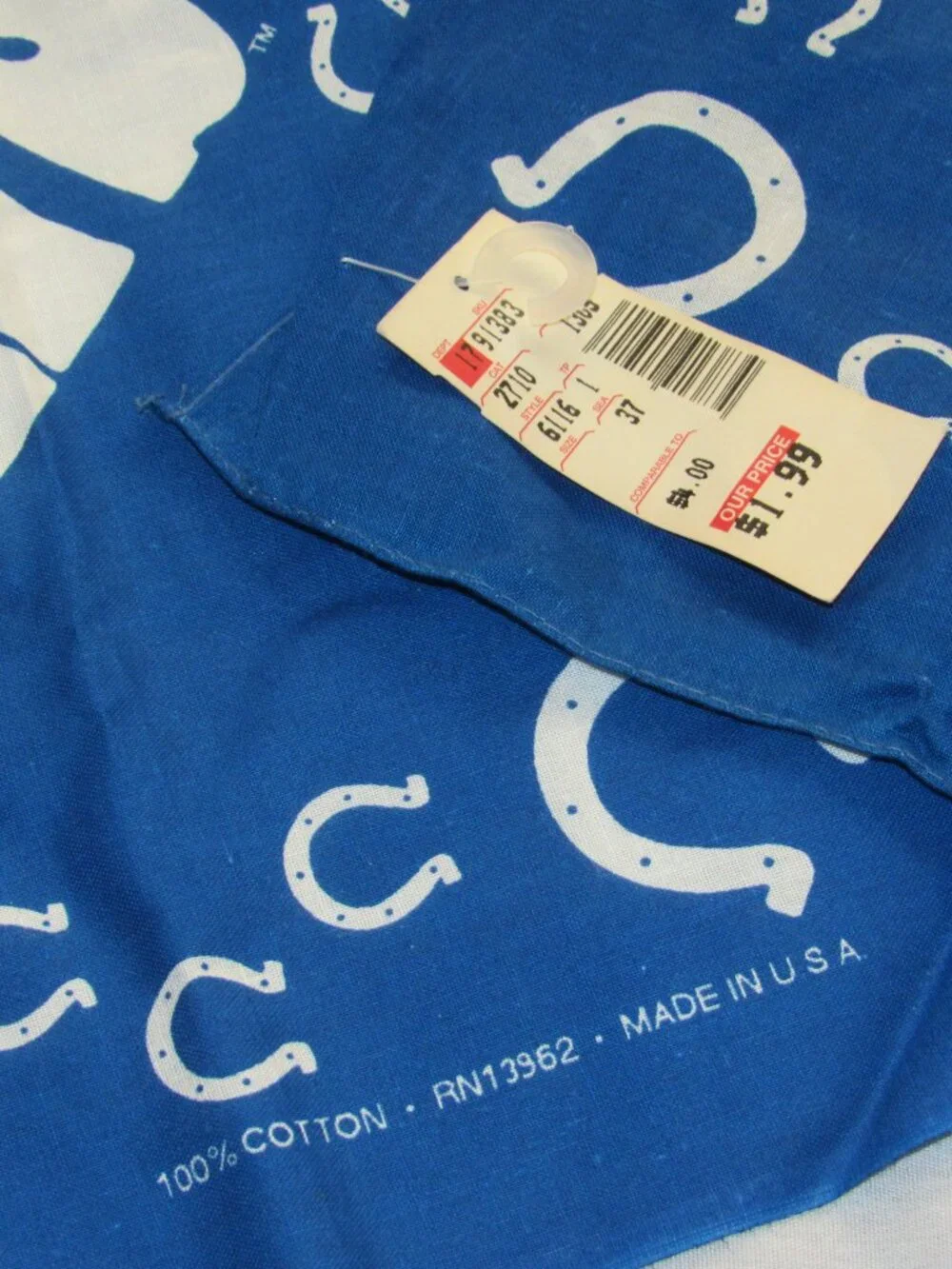 NWT NOS Lot of 2 Vtg 80-90s Indianapolis Colts NFL Bandana Handkerchief USA